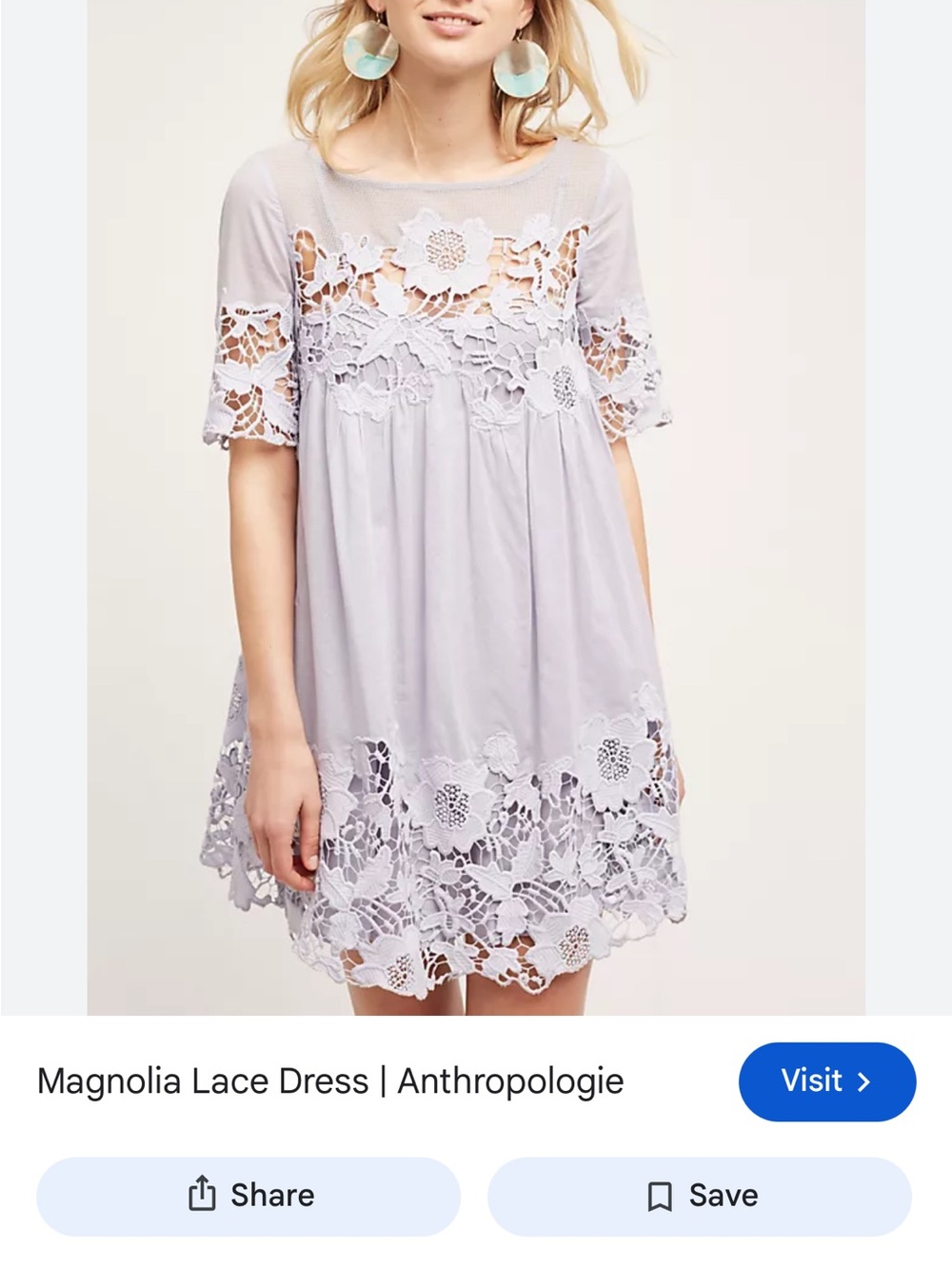 Anthropologie Holding Horses Magnolia Lace Dress in Light Lavender